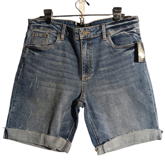 KUT FROM THE KLOTH High Rise Sophie Bermuda Jean Shorts SZ 10 - Picture 1 of 9